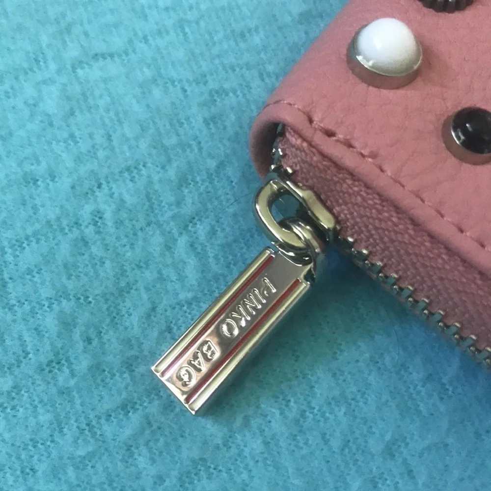 PINKO BAG leather embellished on both sides zipper wallet 4 inside pockets